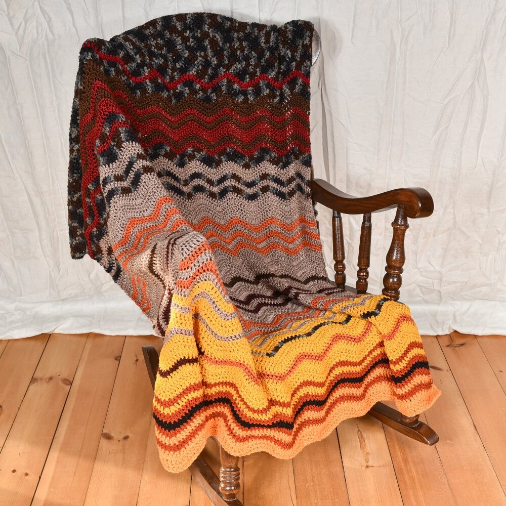 New hand crocheted afghan throw blanket soft beautiful colors large 48"x64"